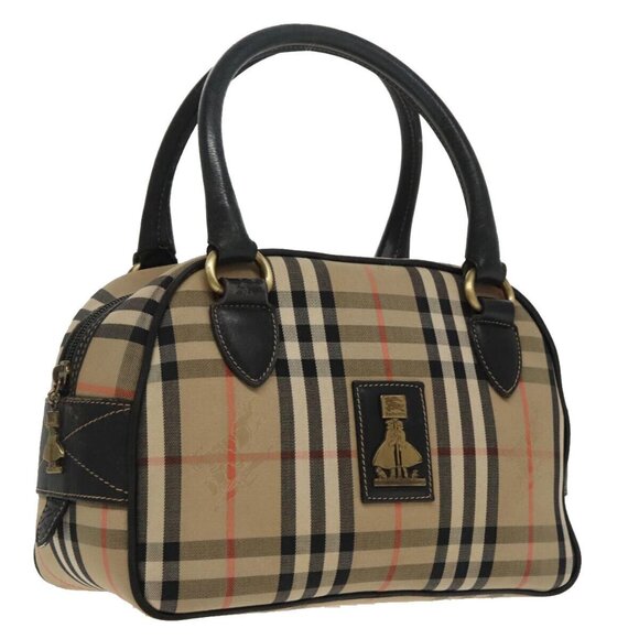 Burberrys Nova Check Hand Bag Canvas Beige Auth 96221 - Picture 1 of 16
